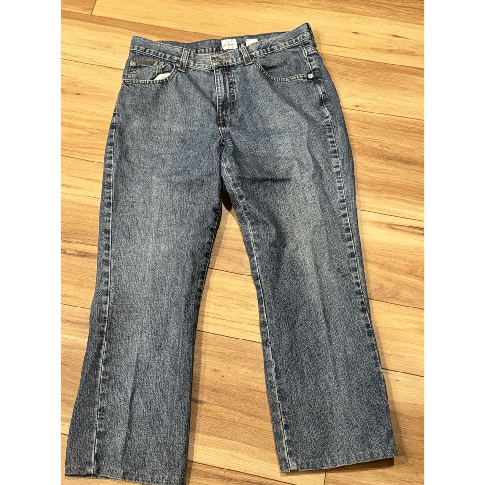 Vintage Calvin Klein Blue Denim Cotton Jeans 90s Straight Leg Size 10 buttermom